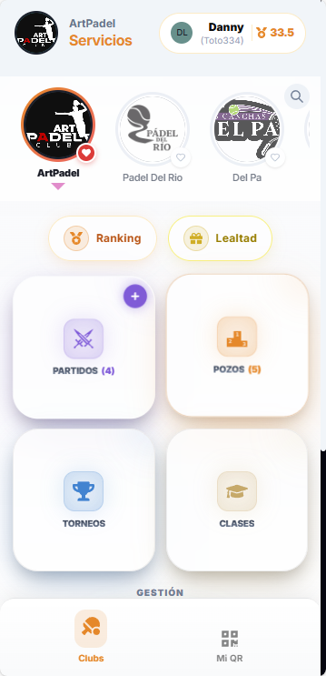 PadelFlow — Dashboard del jugador